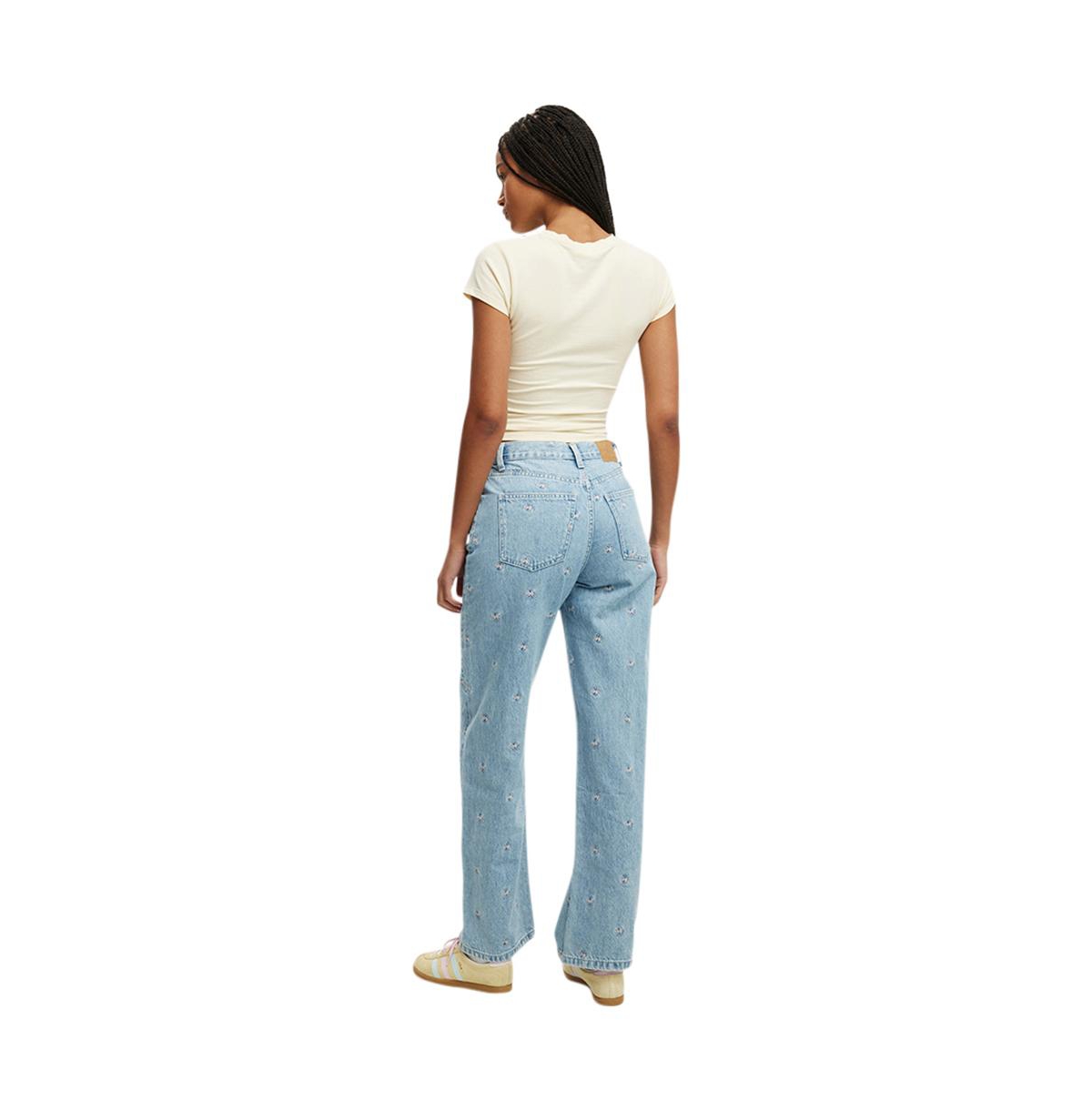 Cotton On Women's Loose Straight Jean -bow embroidery