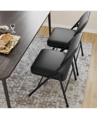 4 Pack Folding Chairs With Padded Cushion and Back, Folding Chairs for Outside, Foldable Chairs With Metal Frame Hold Up to 350 Lbs