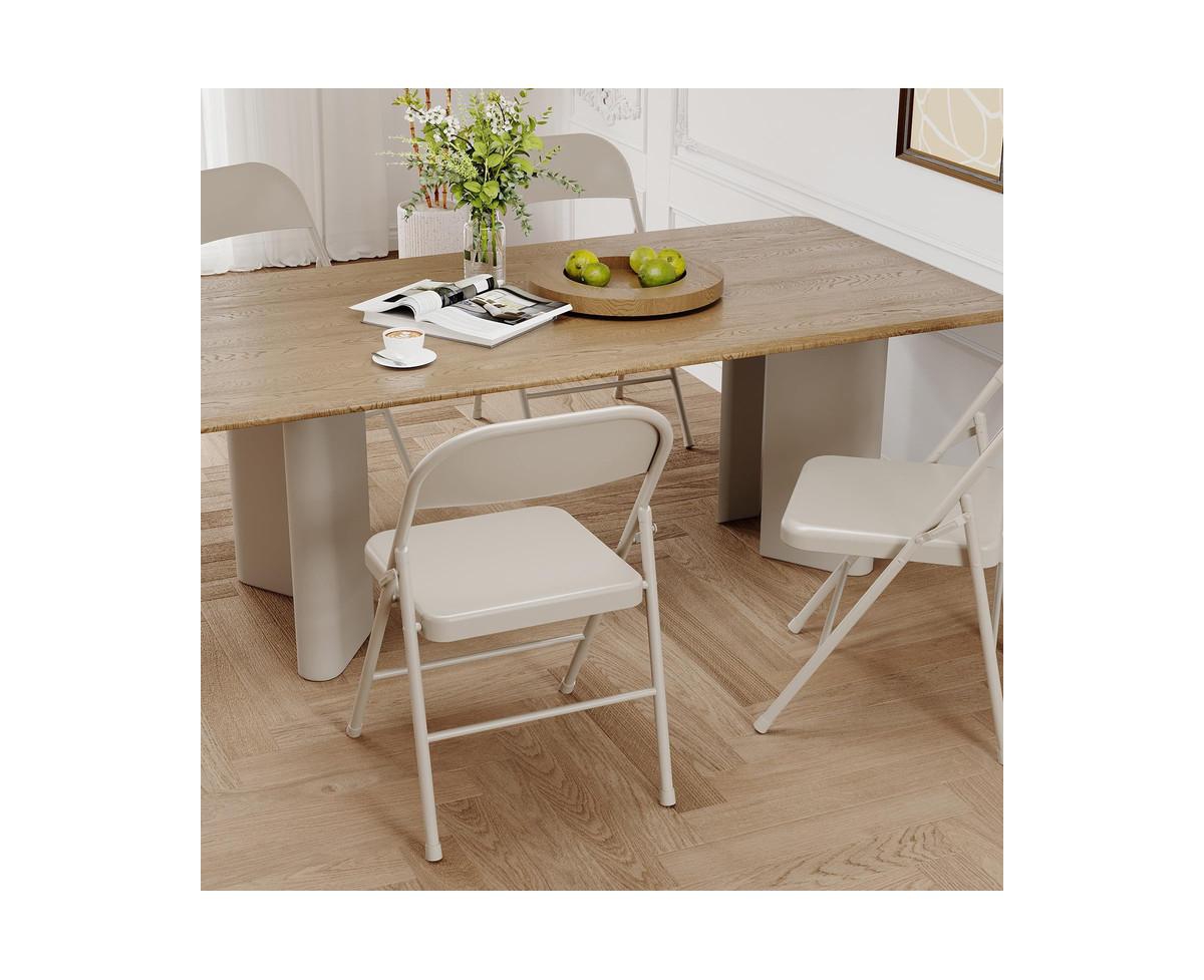 gaomon Dining Chairs Set of 4, Foldable Dining Chairs with Metal Frame Hold Up to 350 Pounds, Portable Orange Kitchen Chair Suitable for Dining Room
