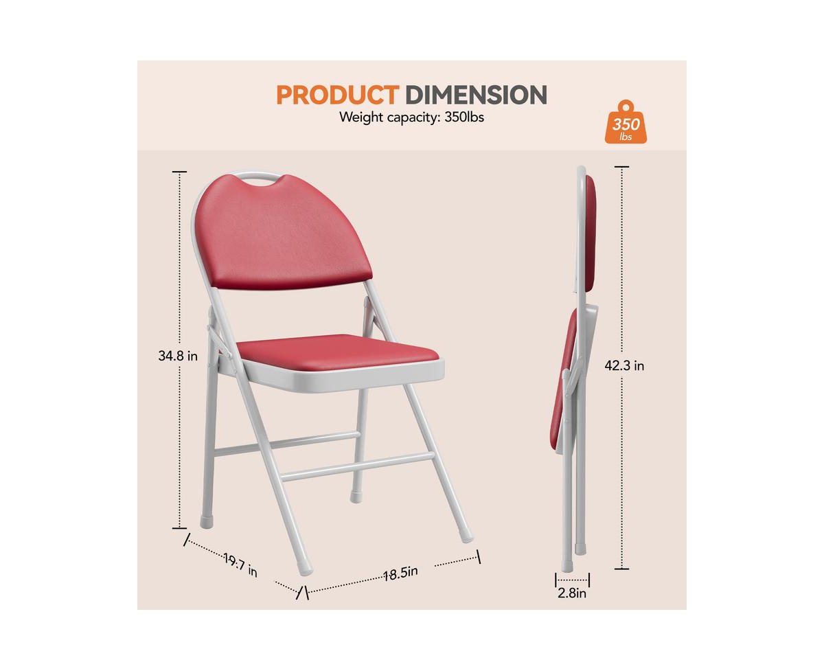gaomon Folding Chairs Set of 2, Metal Foldable Chair with and Non-Slip Feet Pads, Pu Party Chairs for Indoors and Outdoors, Room, Dining Room, in 1 Bo