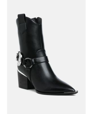 Woodstock Diamante Embellished Pin Buckle Boots