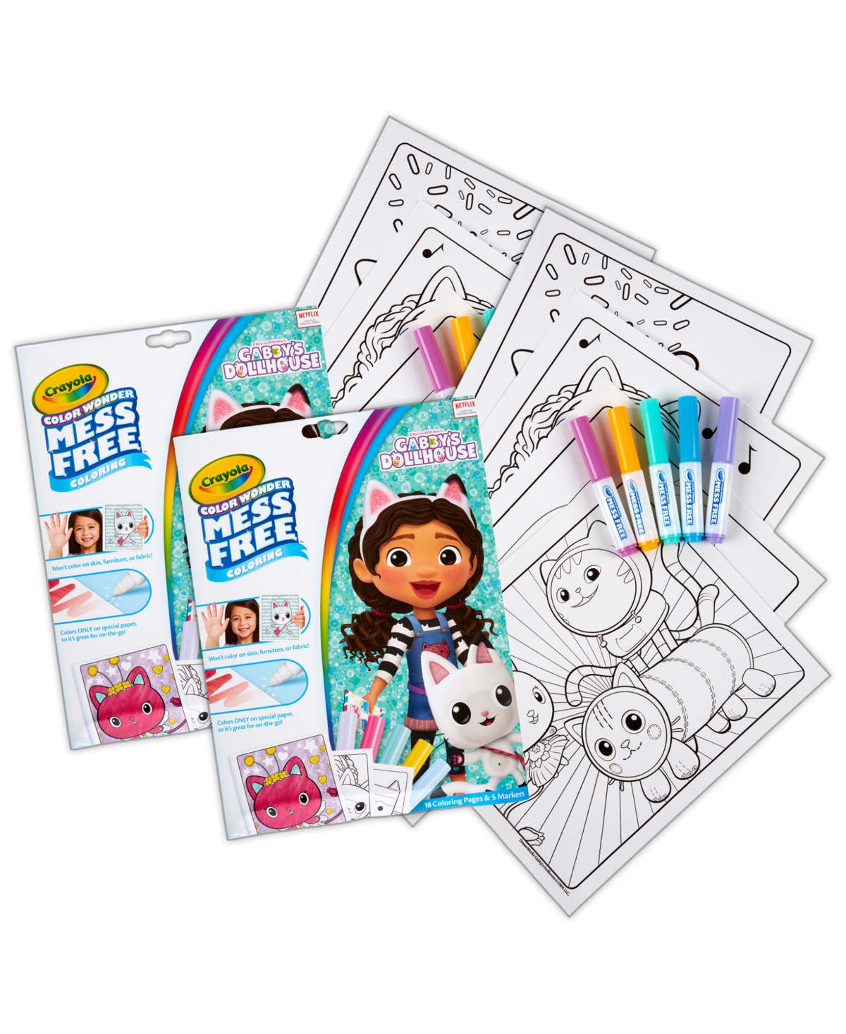 Color Wonder Gabby's Dollhouse Coloring Pad and Markers, Pack of 2 - Assorted