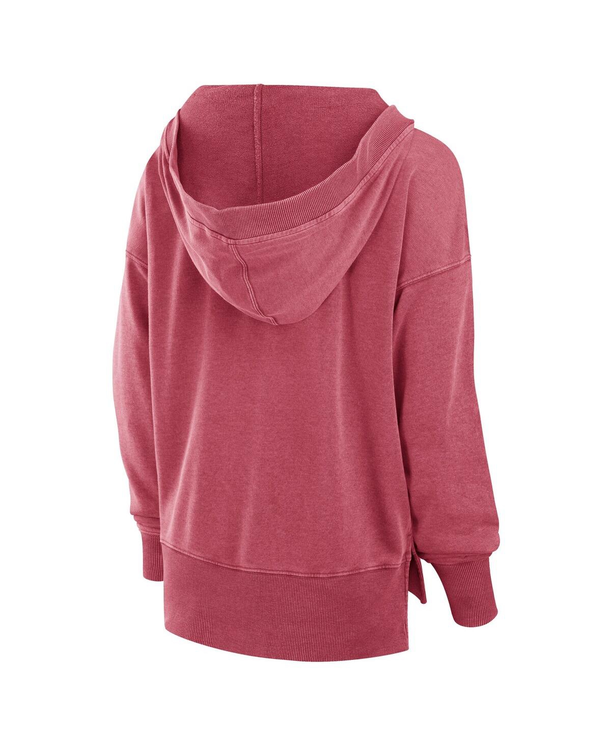 Fanatics Women's Heather Red San Francisco 49ers Initiative Snow Wash French Terry V-neck Pullover Hoodie In Heather Red