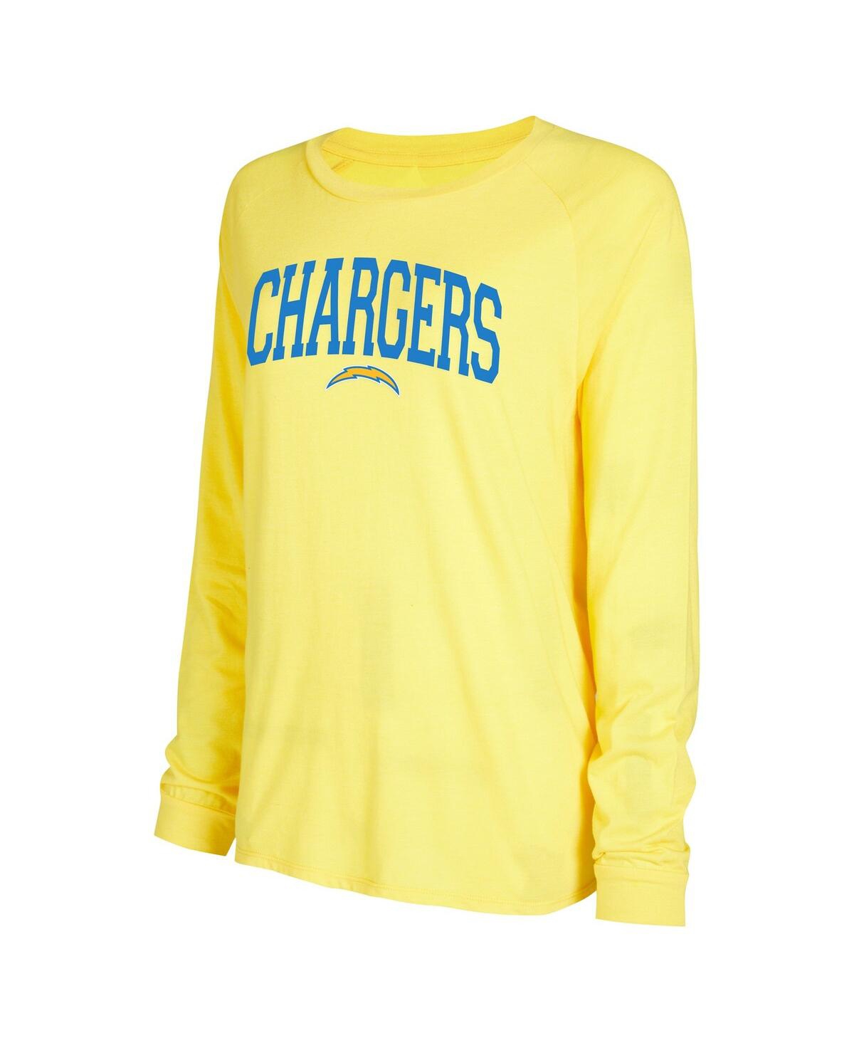 Women's Concepts Sport Gold Los Angeles Chargers Raglan Long Sleeve T-shirt and Shorts Lounge Set - Gold