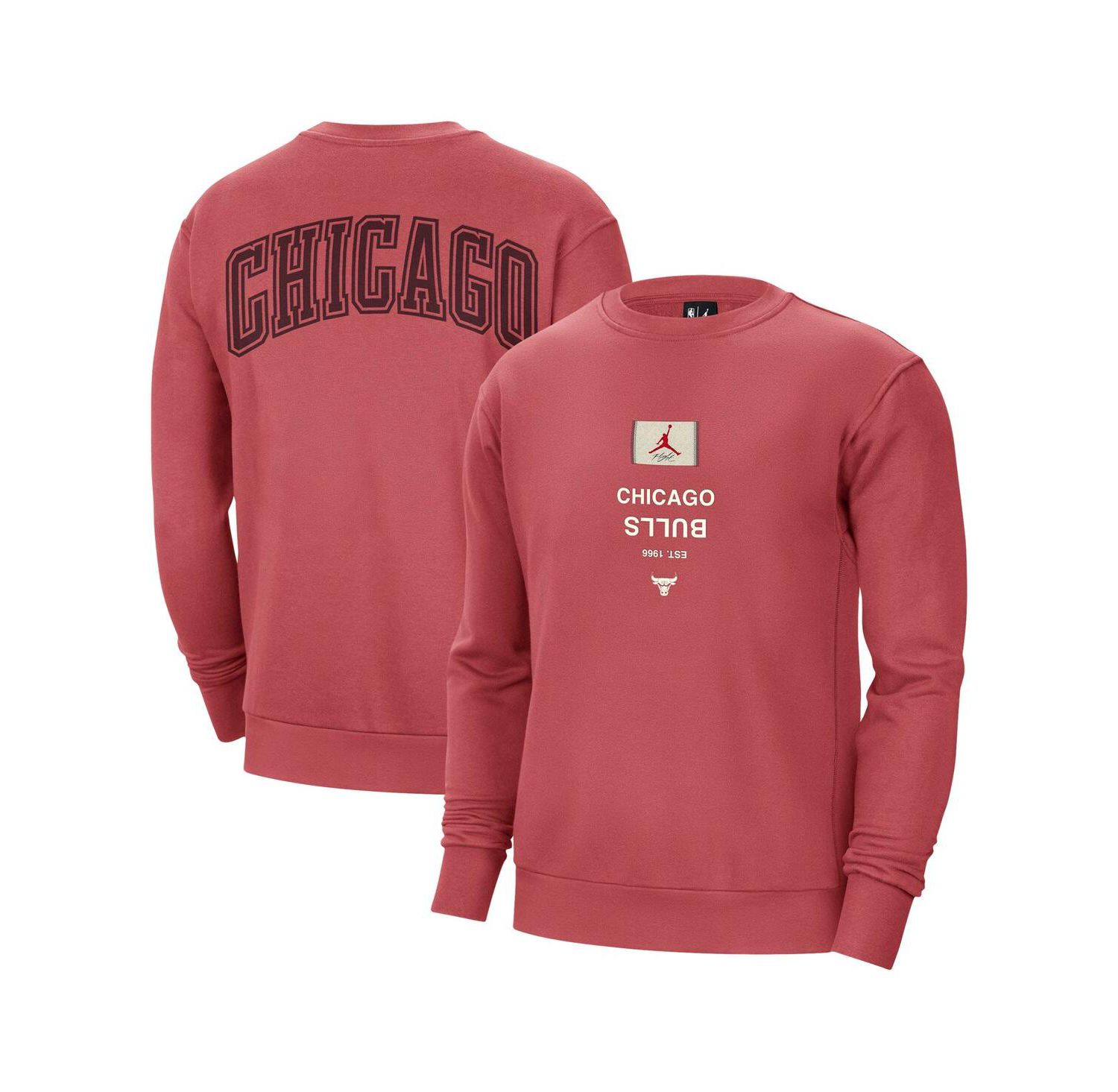 Men's Red Chicago Bulls Courtside Statement Edition Heavyweight Pullover Sweatshirt