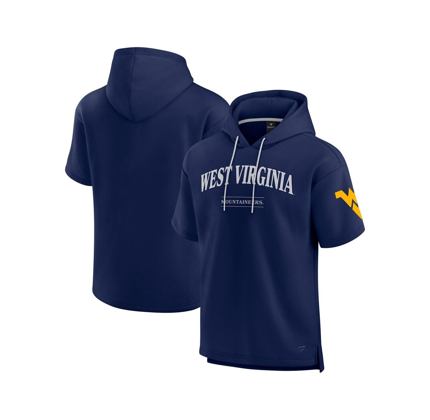 Men's Navy West Virginia Mountaineers Ready Short Sleeve Pullover Hoodie