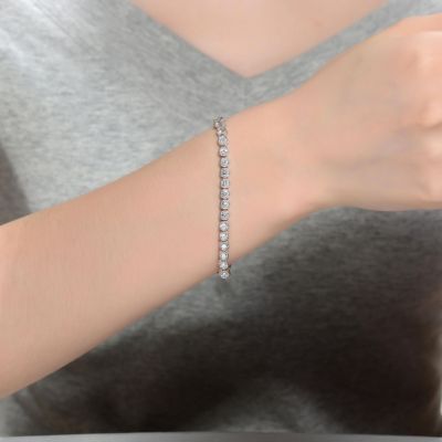 Beautiful Clear Round Brilliant 3MM Cubic Zirconia Bracelet.