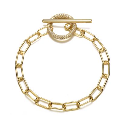 Teens 14K Gold Plated with Cubic Zirconia Double Entwined Cable Chain Bracelet