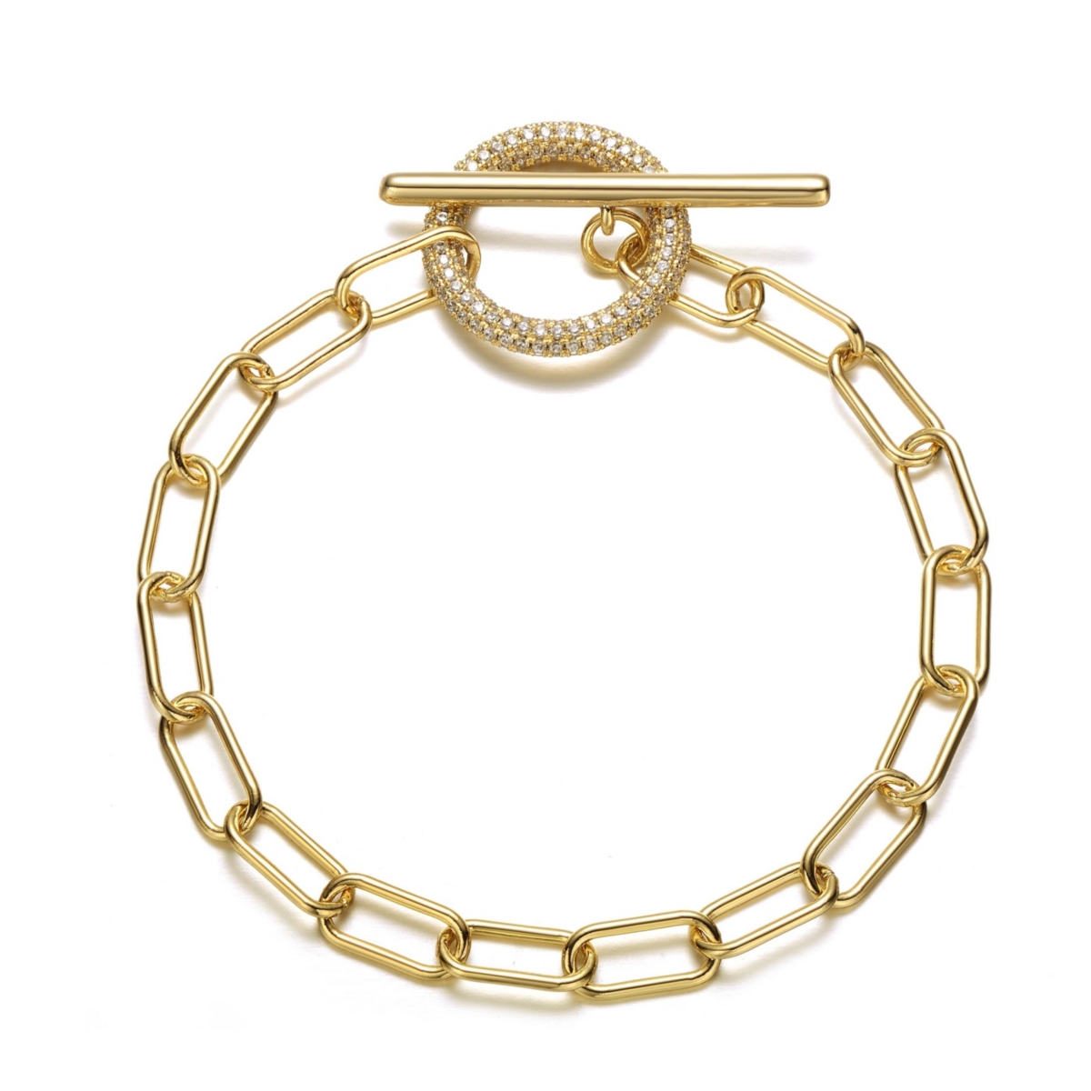 Rachel Glauber Teens 14KPlated with Cubic Zirconia Double Entwined Cable Chain Bracelet - Gold