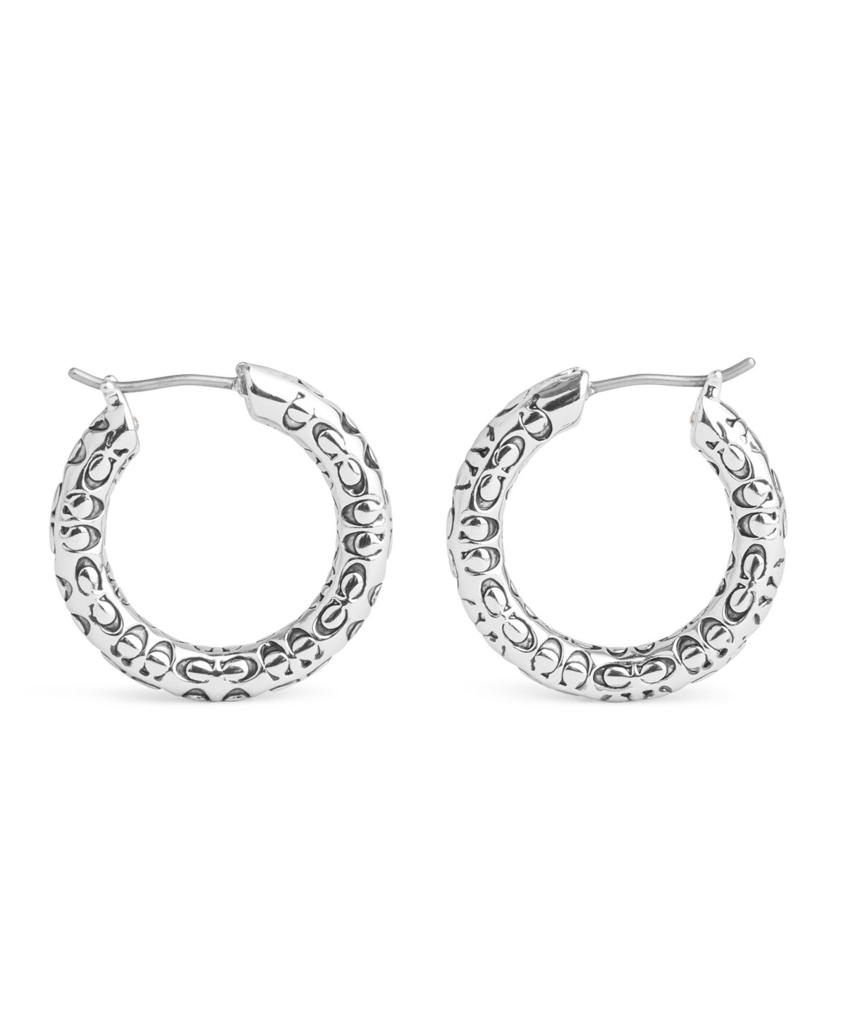 Coach Faux Stone Signature Quilted Hoop Earrings