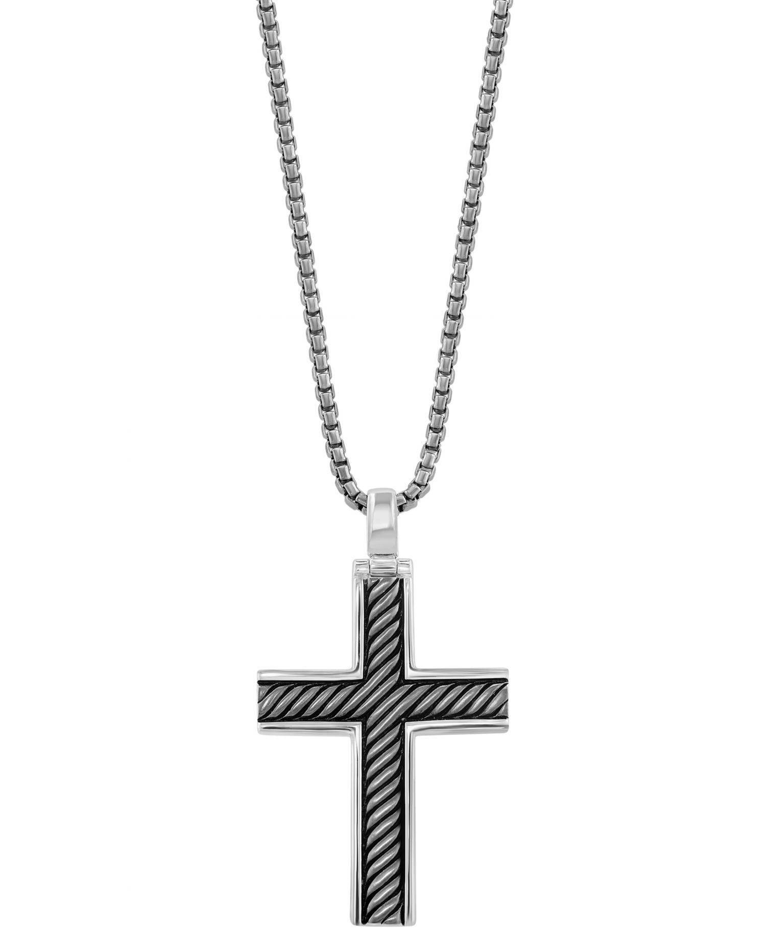 EFFY® Men's Black Rhodium Cross 22" Pendant Necklace in Sterling Silver