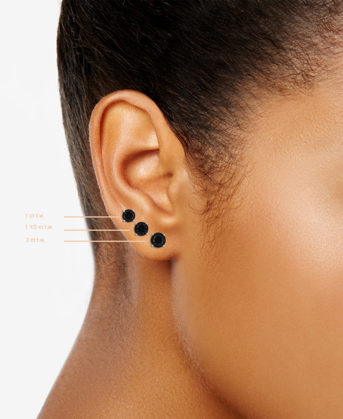Black Diamond Stud Earrings (1 ct. t.w.) 14k White or Yellow Gold