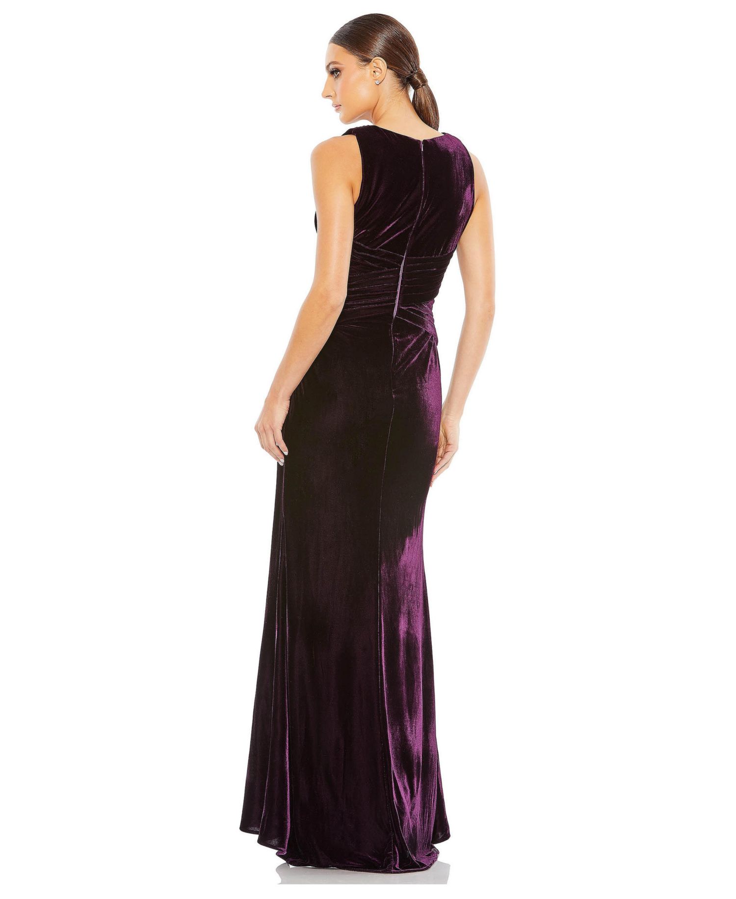 Women's Velvet Pleated Wrapping Sleeveless Jersey Gown