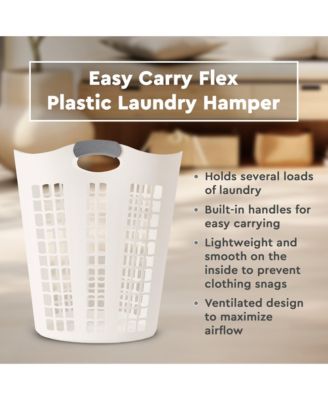 Easy Carry Flex 87 L Plastic Laundry Hamper, White (2 Pack)