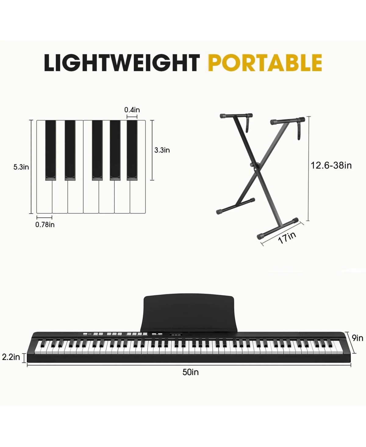 Skonyon 88 Key Electric Digital Piano Keyboard with Stand, Sustain Pedal & Music Rest