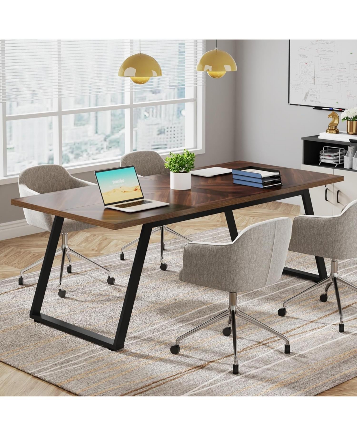 Tribesigns 63 Inch Executive Office Desk, Computer Desk with Thickened Frame, Modern Simple Study Writing Table Workstation Desk for Home Office