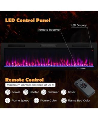 Electric Fireplace 60 Inches Recessed and Wall Mounted for 2' x 6' Stud
