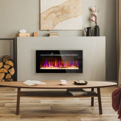 36" Recessed or Wall Mounted Electric Fireplace w/ Remote Control
