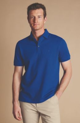 Men's Solid Short Sleeve Cotton Tyrwhitt Pique Polo