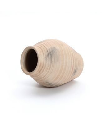 Rustic Terracotta Vase with Ribbed Texture, 15'' Tall Brown Accent for Shelves & Tabletops