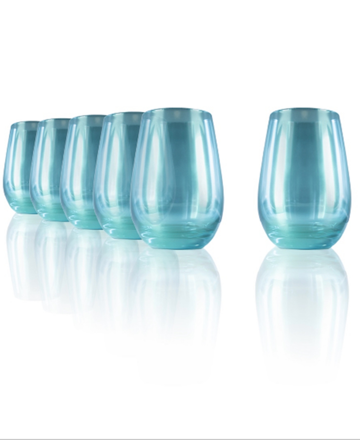 Stolzle Lausitz Mirrors Turquoise Tumblers, Set Of 6 In Turquoise