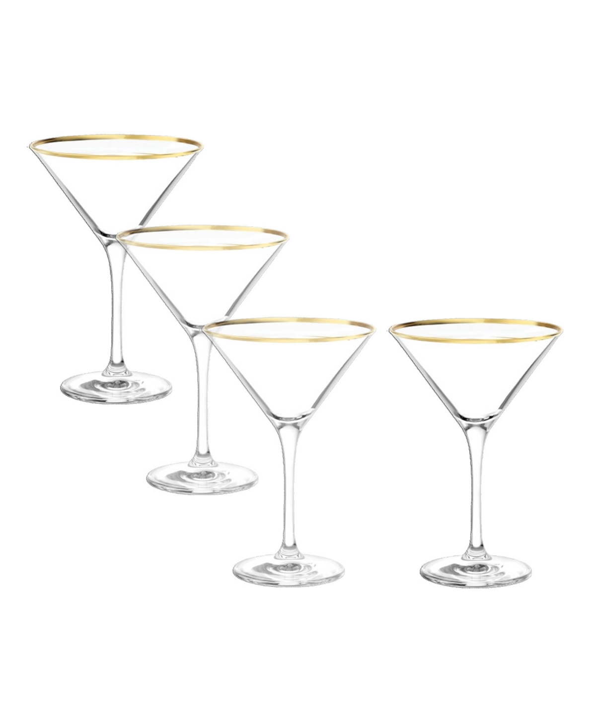 Stolzle Lausitz Cabaret Martini Glasses, Set Of 4 In Crystal With Gold Rim