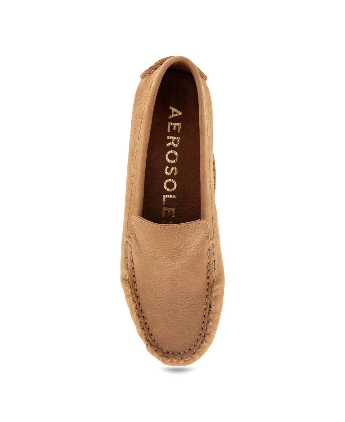 Shop Aerosoles Women's Coby Moccasins Flats In Camel Pebbled Nubuck