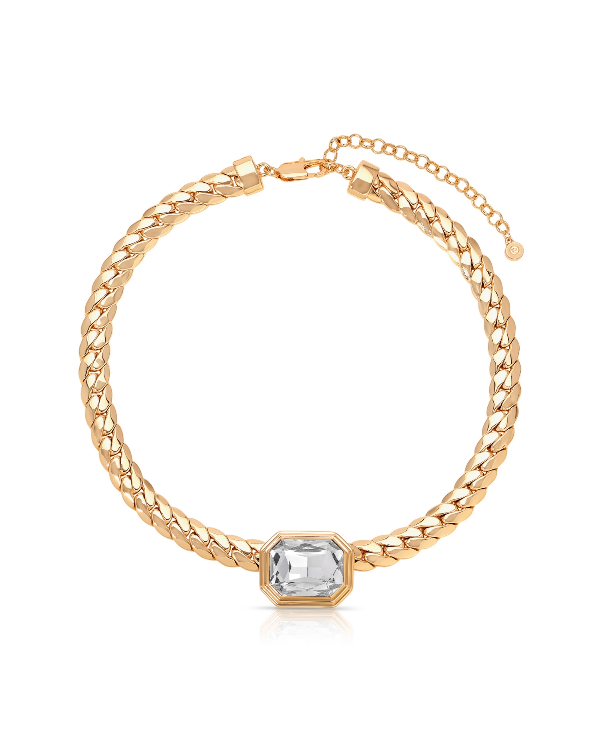 Ettika Deco Crystal Statement Cuban Chain Necklace In Gold