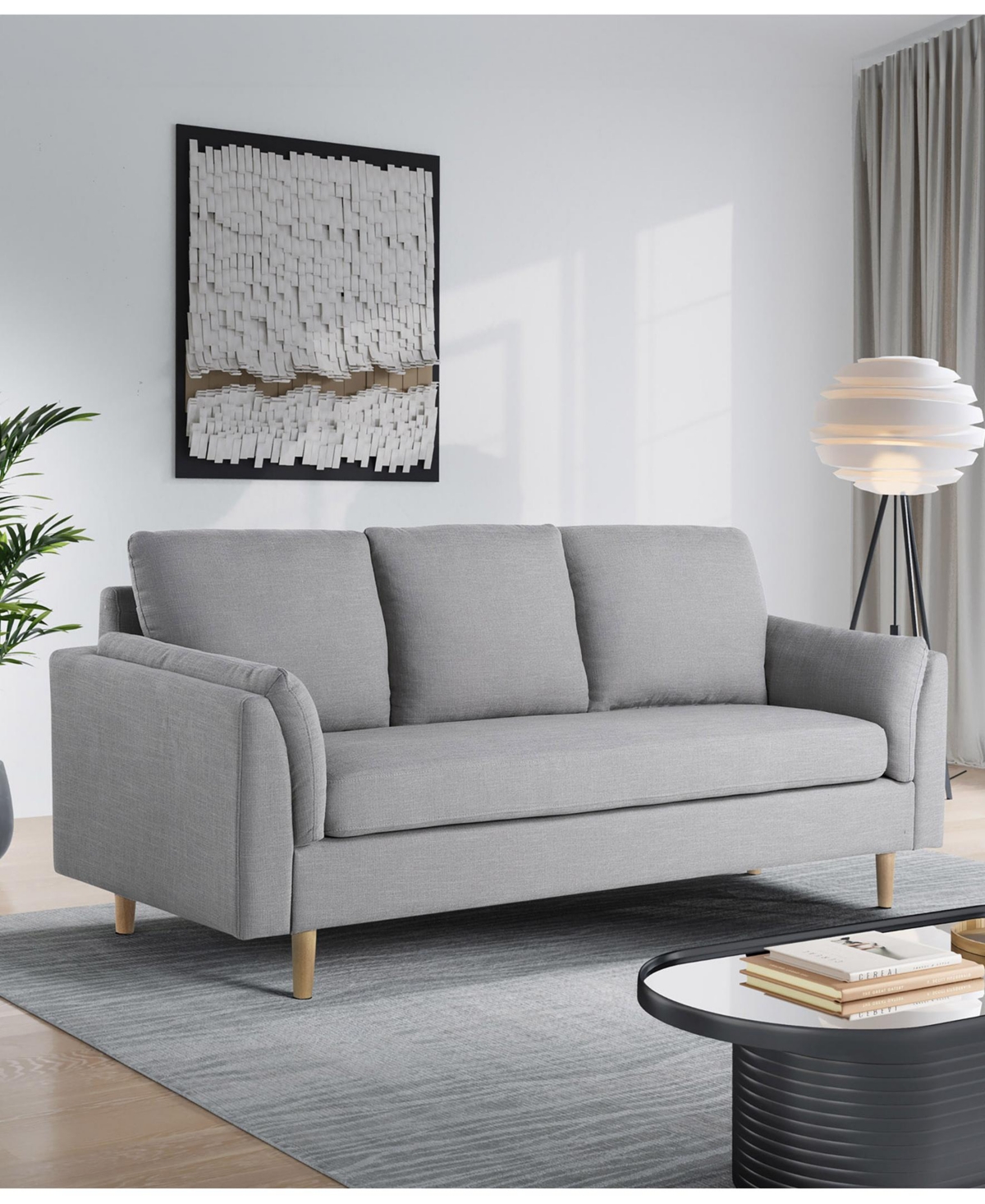 Studio Living 79" Polyester Sydney Sofa In Light Gray