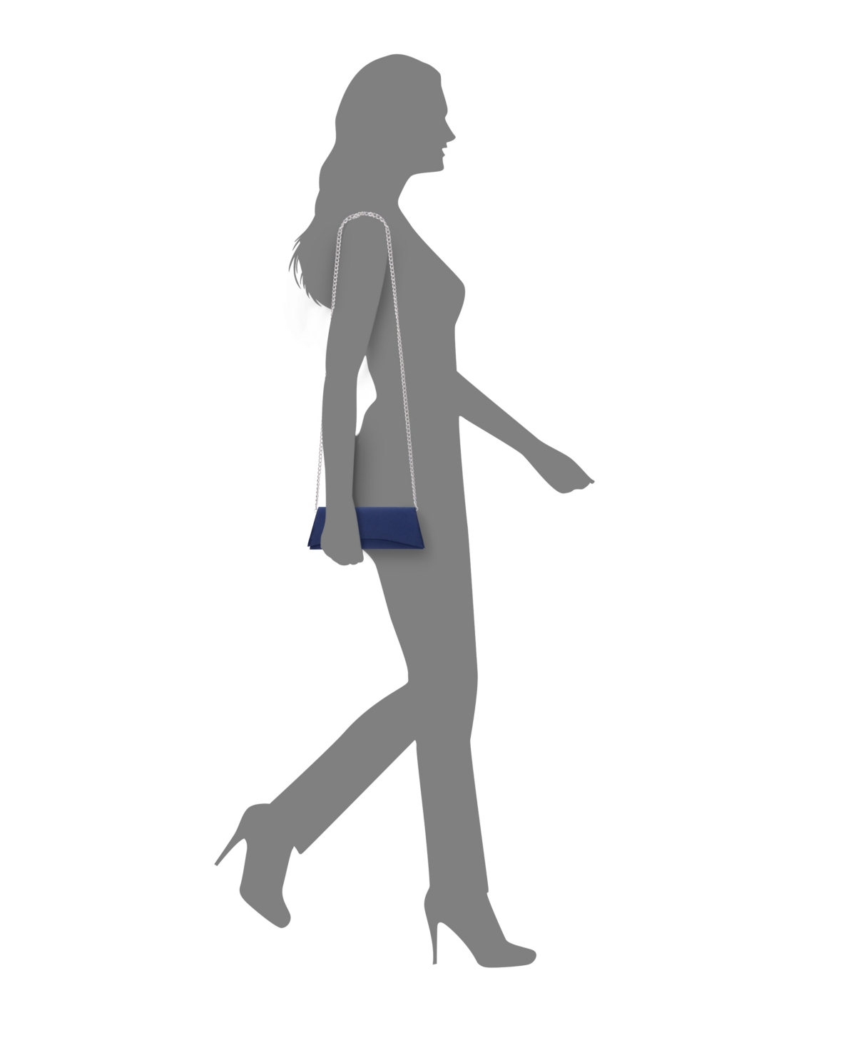 Nina Curved Flap Slim Magnetic Clutch In Navy