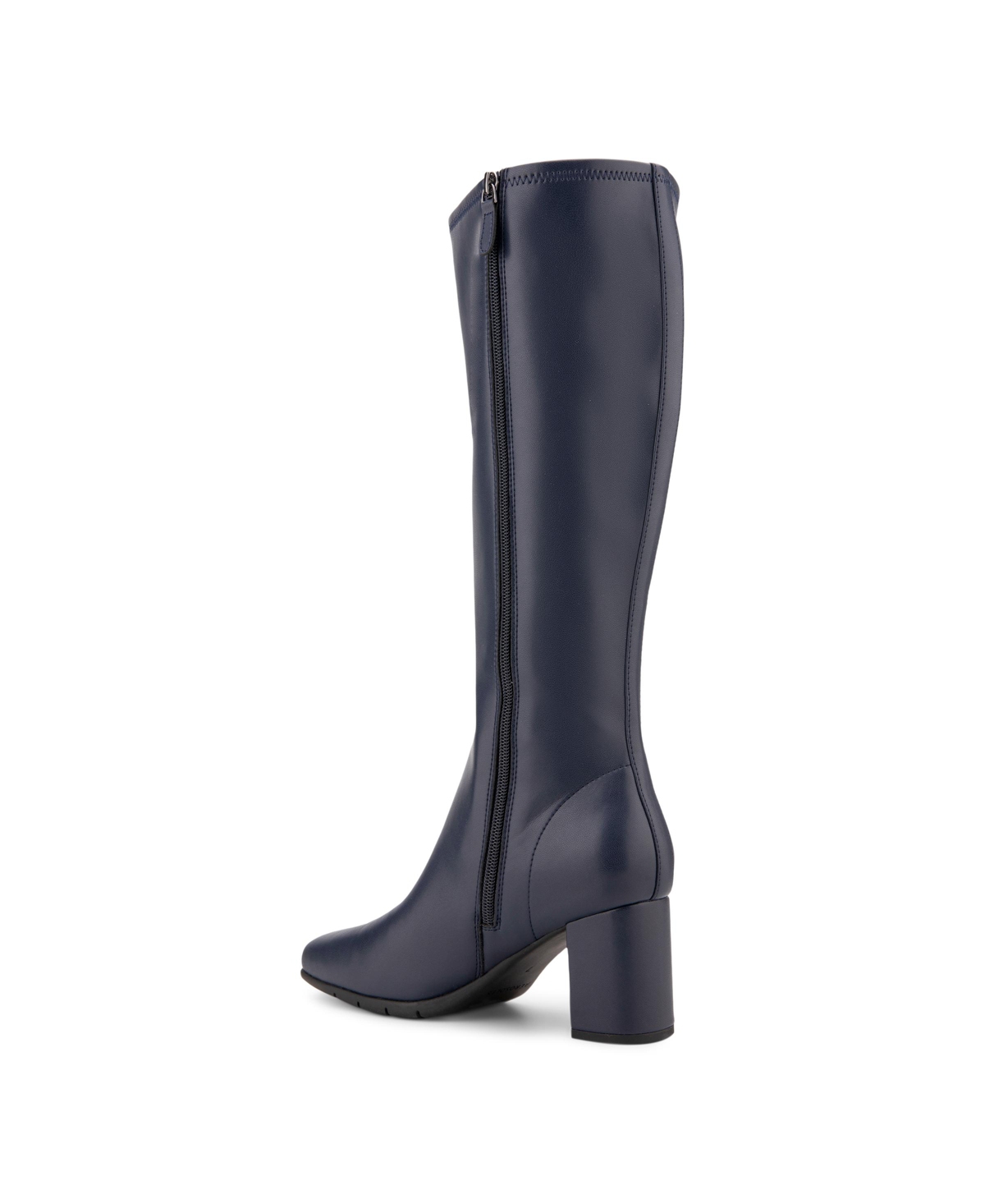 Aerosoles Women's Micah Tall Boots In Navy Stretch Smooth Faux Leather-polyure