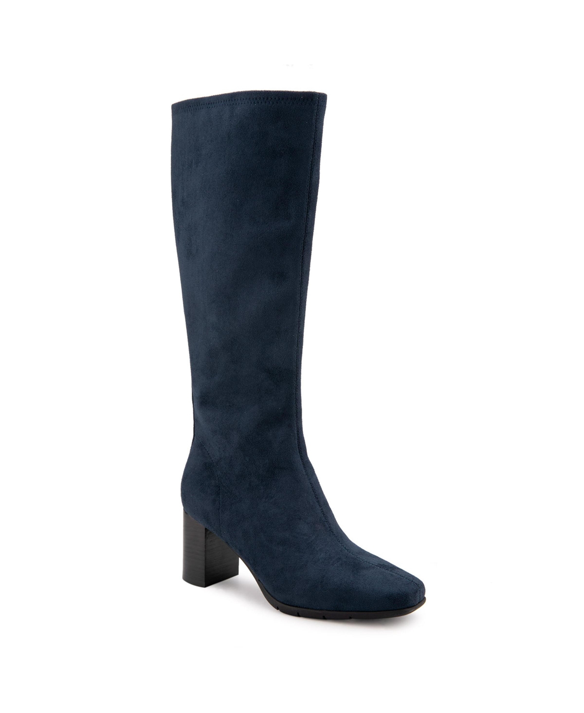 Aerosoles Micah Boot In Navy Stretch Smooth Faux Suede
