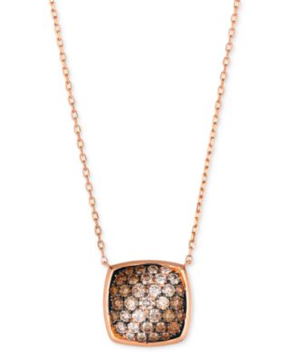Le Vian - Chocolate Ombr&eacute; Diamond & Vanilla Diamond Cushion Cluster 18" Pendant Necklace (1-1/20 ct. t.w.) in 14k Rose Gold