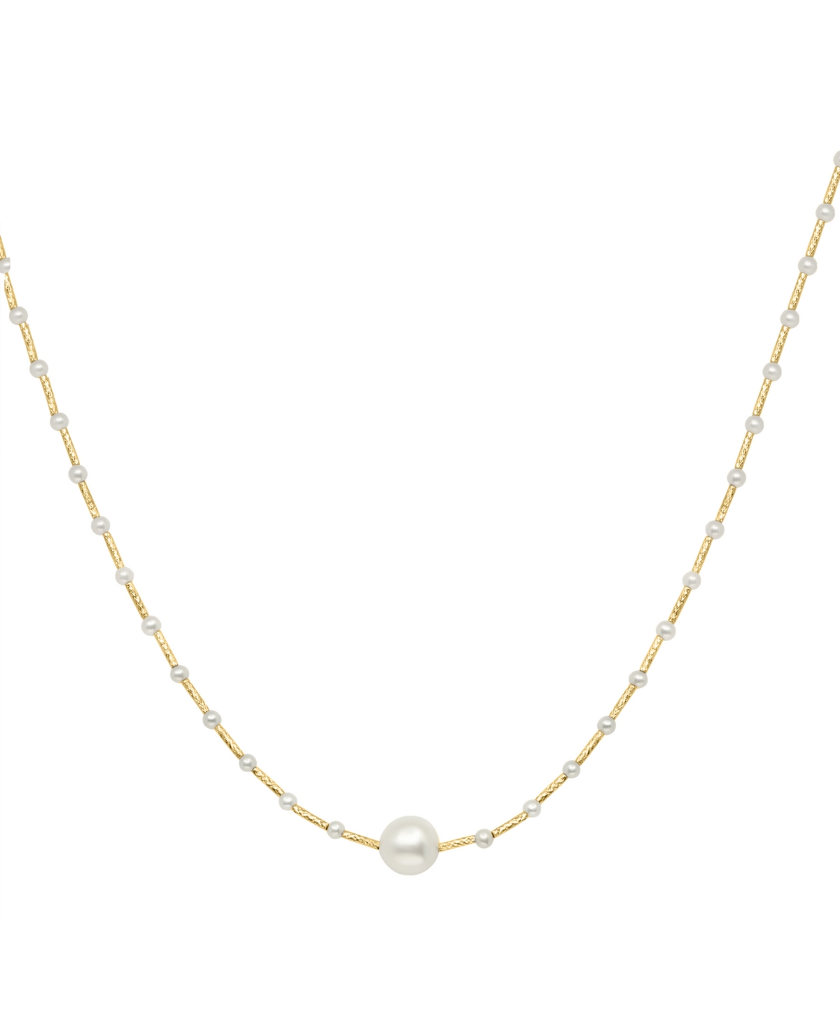 Effy Collection Effy Cultured Freshwater Pearl (2-1/2 & 8-1/2mm) Collar Necklace In 14k Gold, 14-3/4" + 1-1/4" Exten In Gold