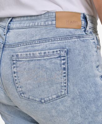 Plus Size Mid-Rise Crystal Cuffed Jeans, Exclusively at Macy's