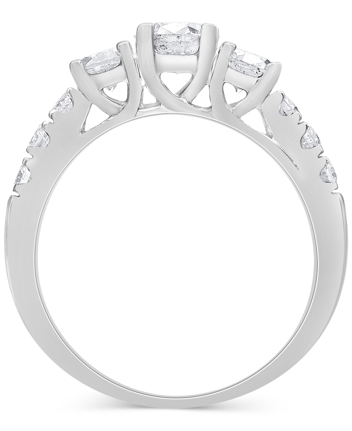 Macy's Diamond Three Stone Engagement Ring (1-1/2 Ct. T.w.) In 14k White Gold In White Gold