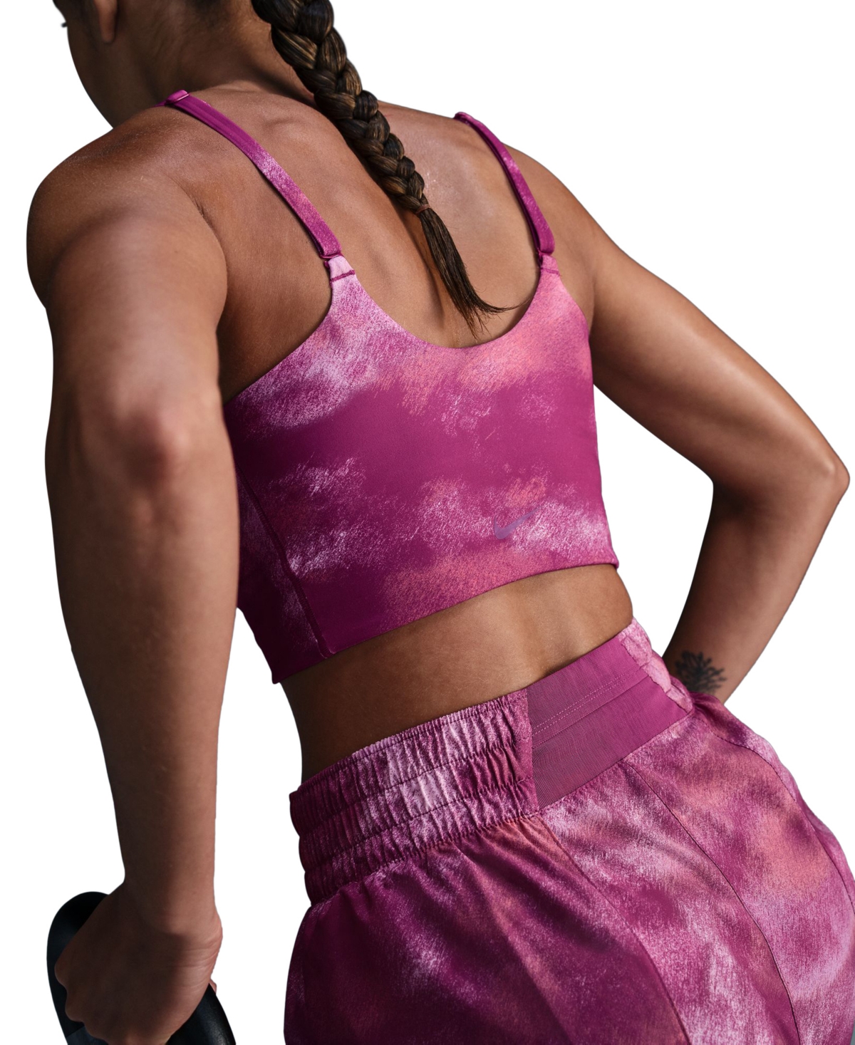 Nike Women's One Convertible Light-support Longline Printed Sports Bra In Pink