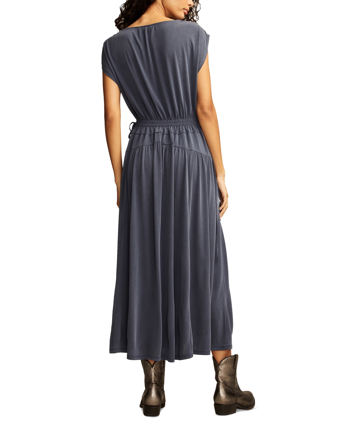 LUCKY BRAND WOMEN'S SANDWASH RUCHED SLEEVELESS MIDI DRESS 