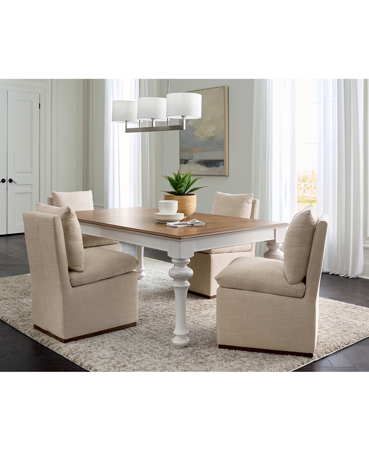 Macy's 5 Pc. Set (mandeville Rectangular Dining Table & 4 Kenity Ii Side Chairs), Created For  In White