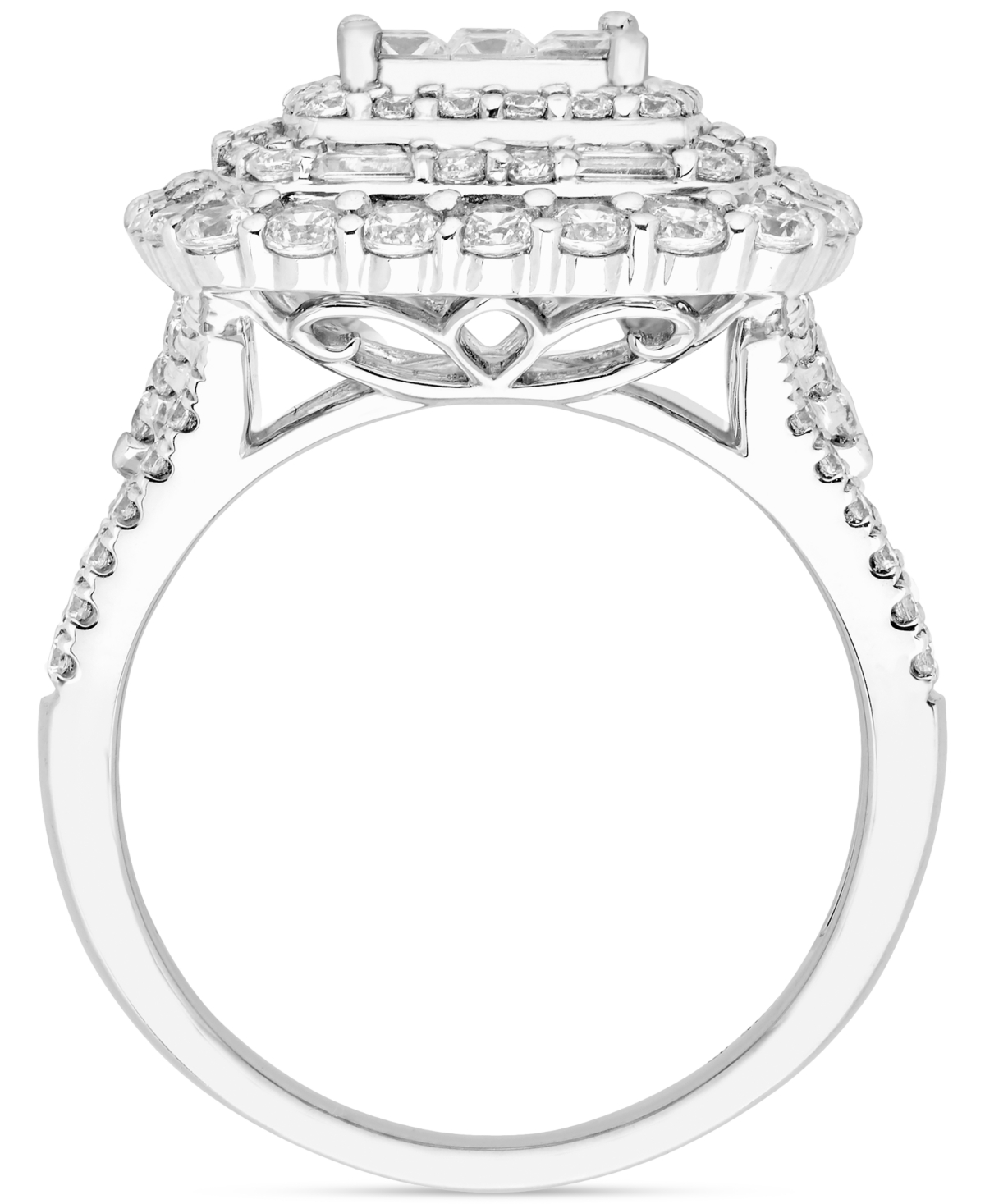 Macy's Diamond Square Shaped Halo Cluster Engagement Ring (2 Ct. T.w.) In 14k White Gold In White Gold
