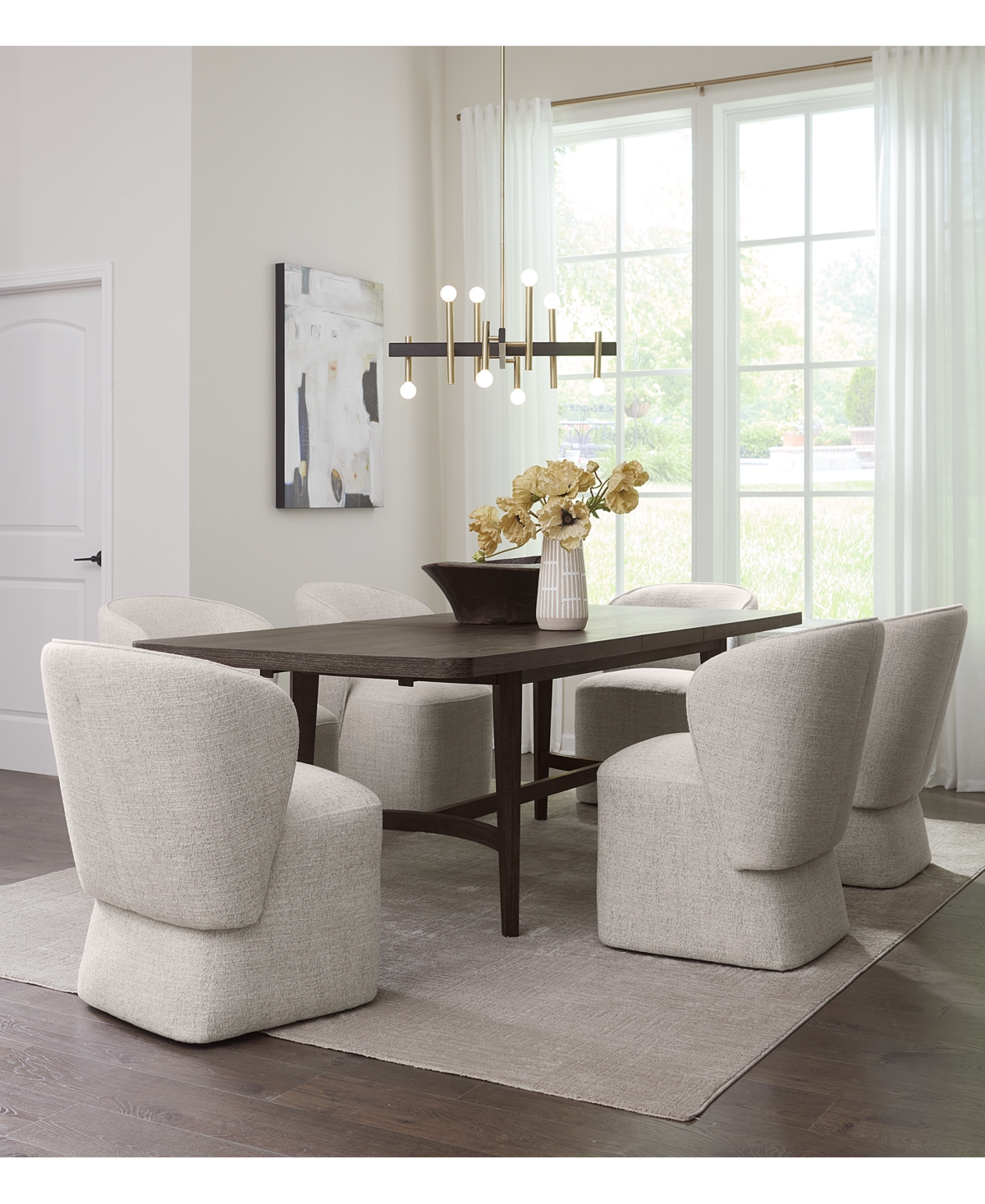 Macy's 7 Pc. Set (griffith Rectangular Dining Table & 6 Dimova Chairs), Created For  In Cloud