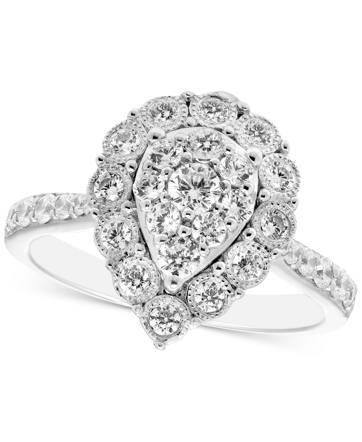 Diamond Pear-Shaped Halo Cluster Engagement Ring (3/4 ct. t.w.) in 14k White Gold - White Gold