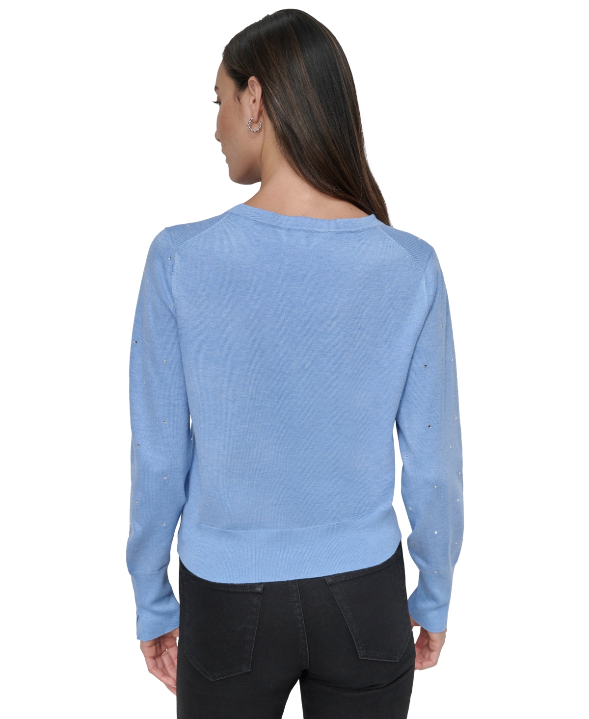 DKNY JEANS WOMEN'S STUDDED V-NECK SWEATER 