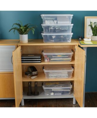 Cleverstore 16 Quart Plastic Storage Tote Container with Lid (6 Pack)