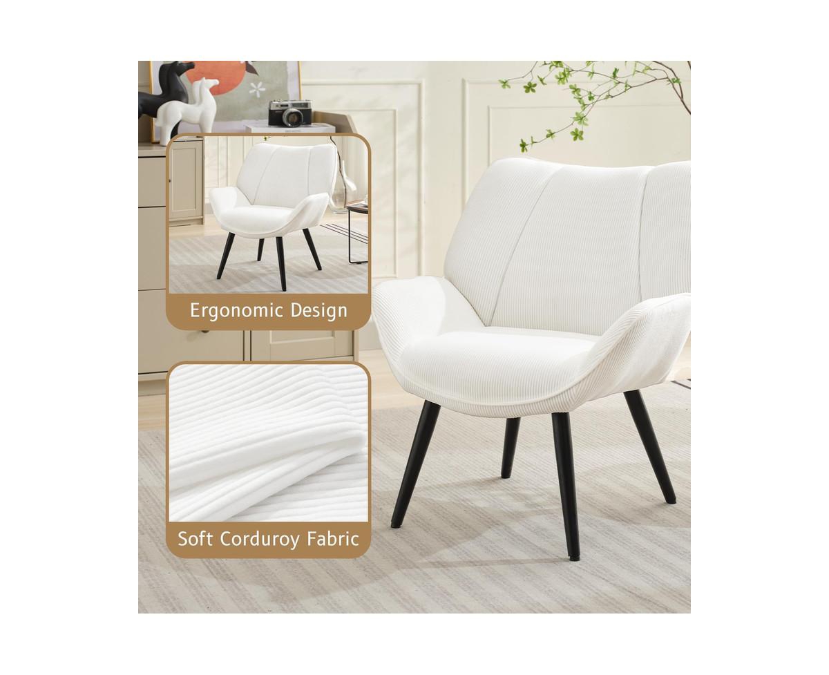 gaomon Modern Mid Century Accent Armchair, Comfortable Living Room Single Sofa for Bedroom, Corduroy Uphosltered Reading Chair for Office Study