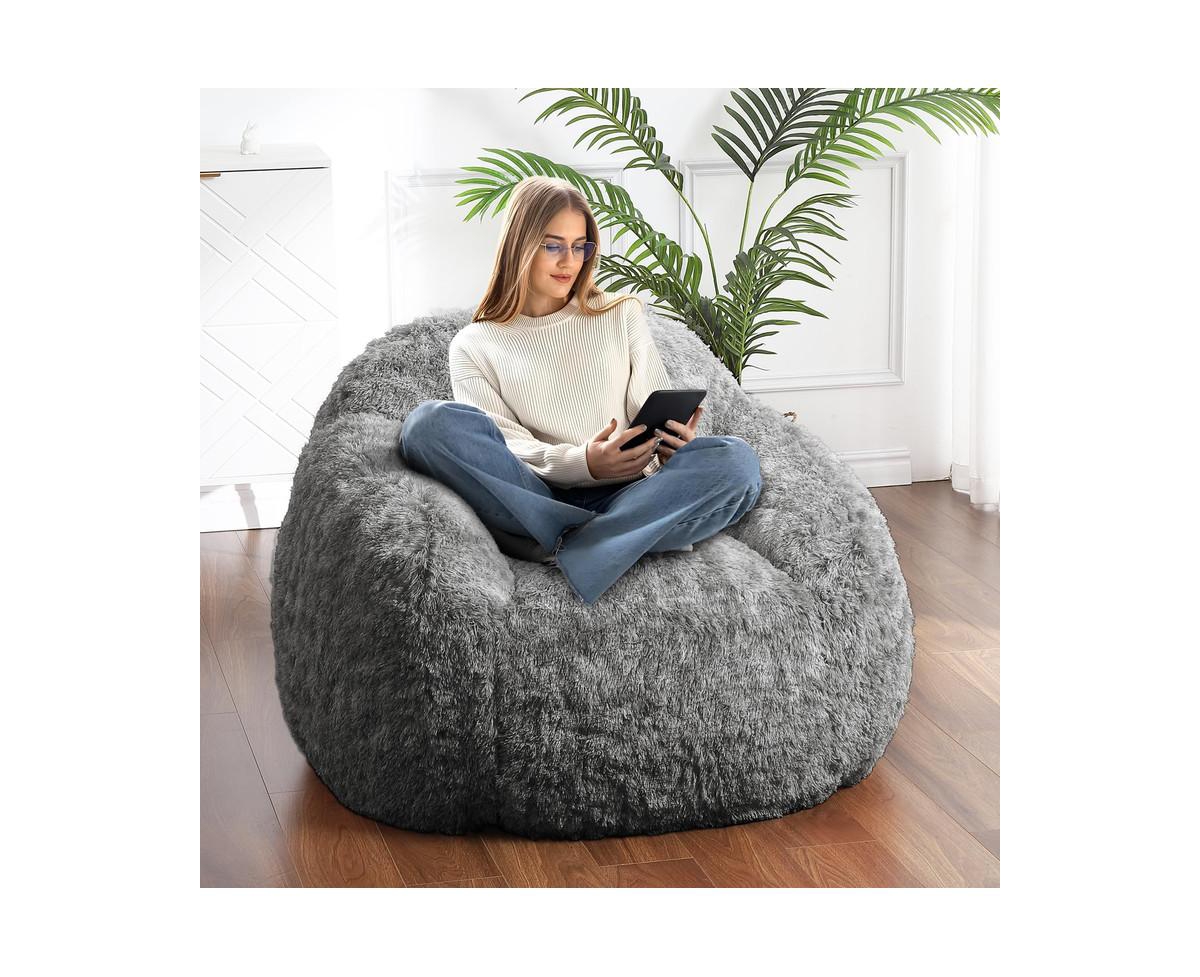 gaomon Bean Bag Chair, Adult Bean Bag Couch with Armrest, Soft Fluffy Faux Fur Beanbag Chair for Reading, Plush Lazy Sofa High-Density Foam Floor Sofa