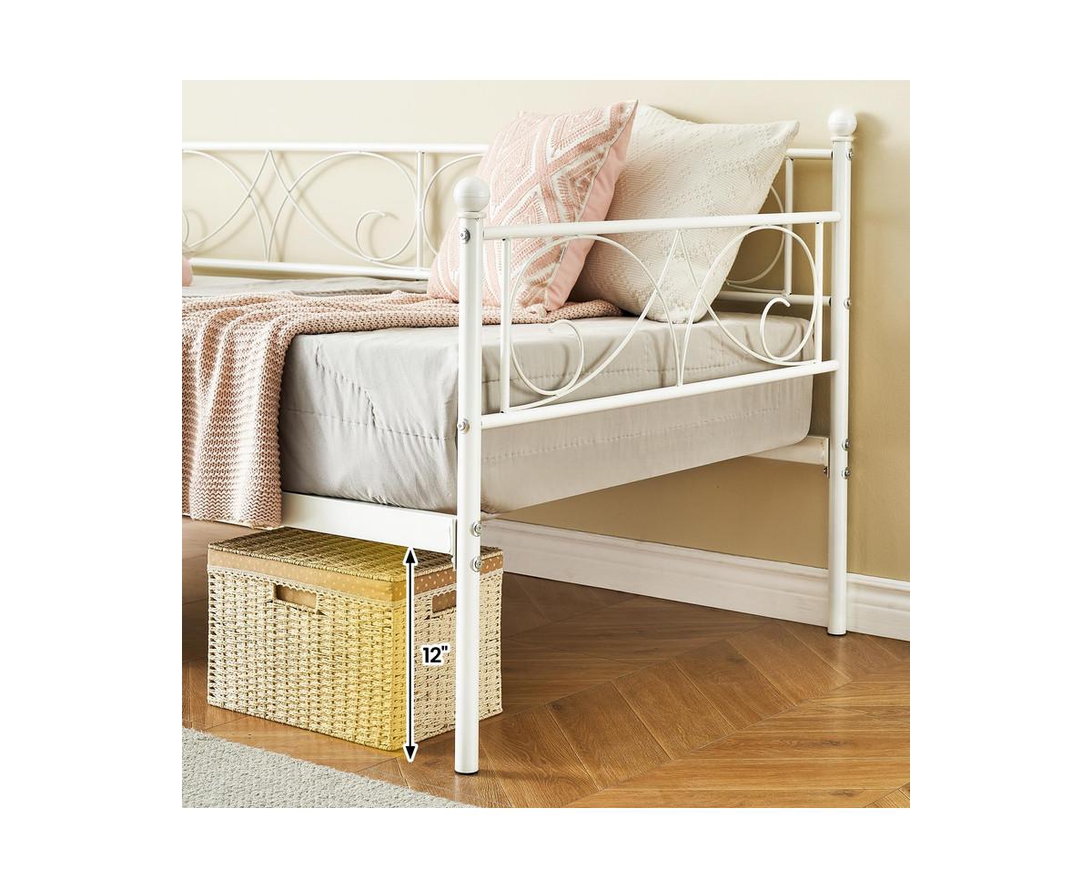 gaomon Daybed with Trundle, Modern Metal Daybed with Classic Headboard, Steel Slat Support Sofa Bed for Bedroom, Living Room, Guest Room