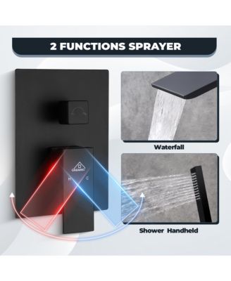 Doux Wall Mounted Waterfall Tub Spout with Diverter and Handheld Shower Head