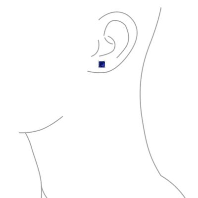 2CT Square Cubic Zirconia CZ Stud Earrings Sterling Silver 7MM