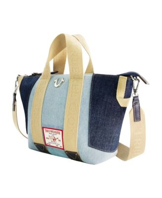 Licensed Patchwork Denim Tote Bag with Adjustable Strap